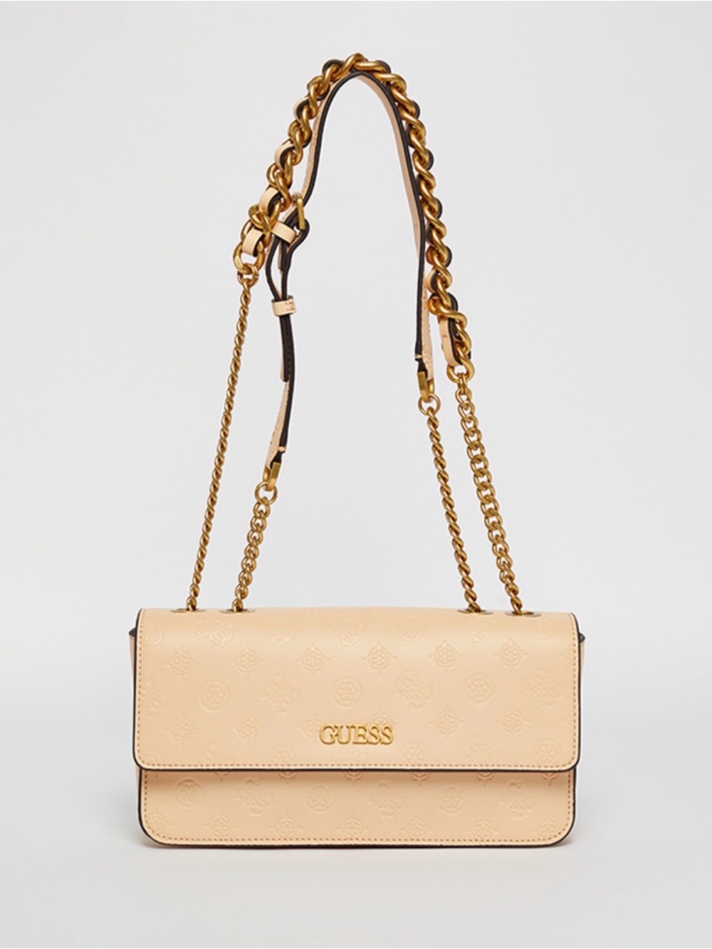 GUESS Beige Chain-Handle Crossbody Bag
